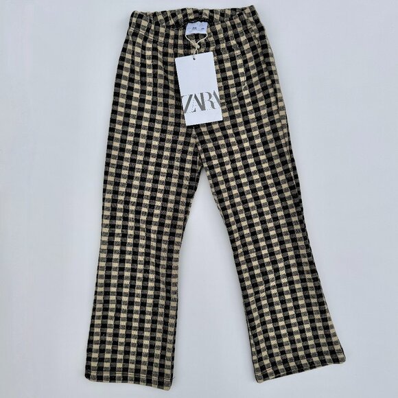 Zara Other - ZARA Gingham Pull-On Pants | Elastic Waist | Black & Beige | 2–3Y | NWT